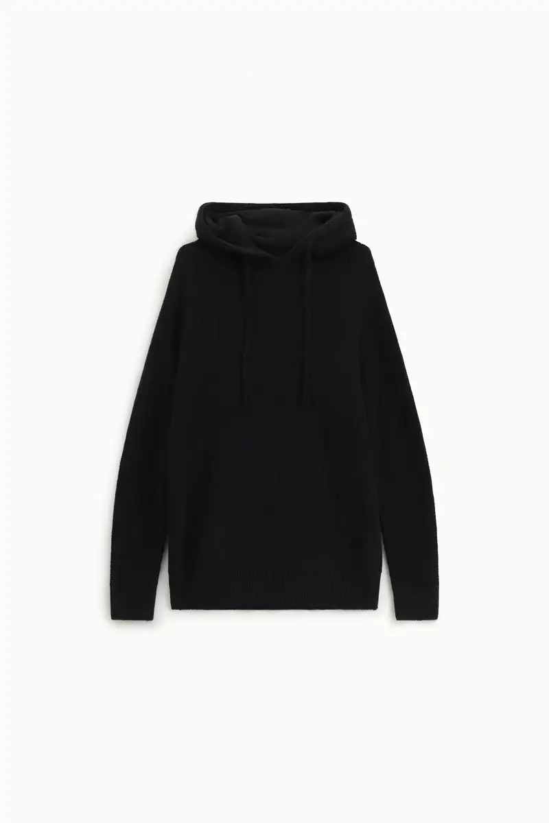 Maglione con cappuccio a maniche lunghe Nero