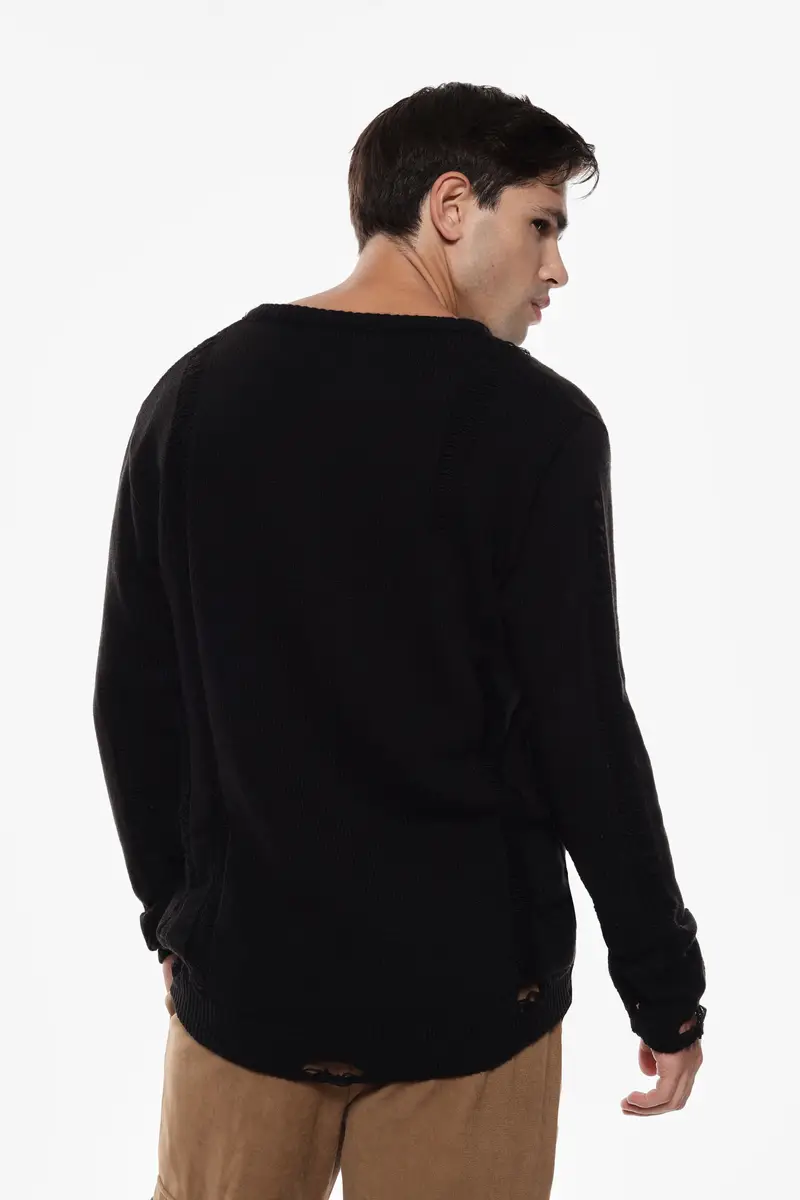 Maglione con dettagli a manica lunga Nero miniatura 3