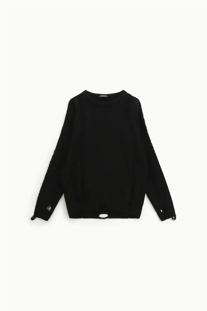 Maglione con dettagli a manica lunga Nero