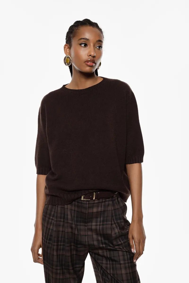 Maglione con maniche al gomito e intreccio posteriore Moro miniatura 2