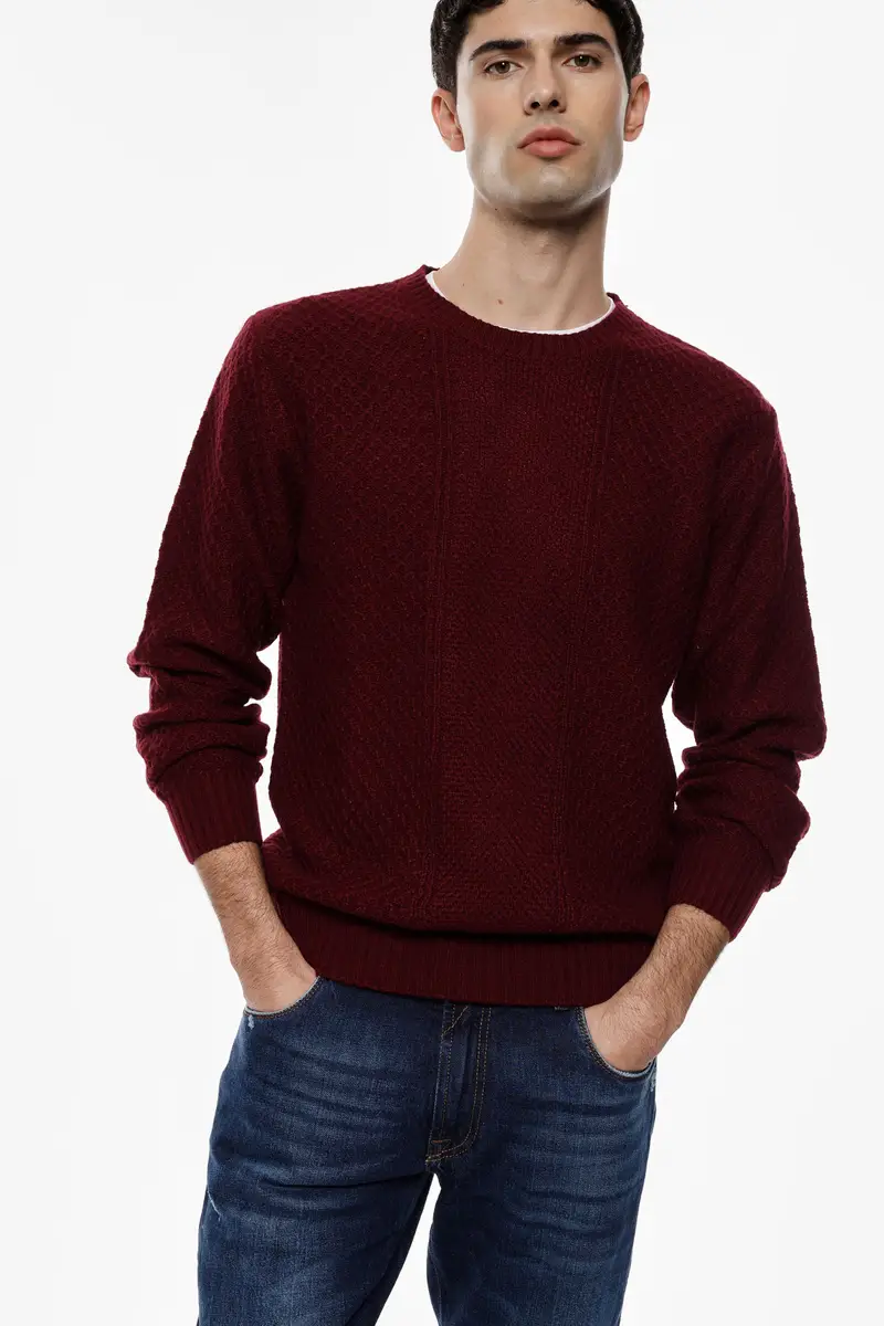 Maglione con maniche lunghe lavorate Bordeaux