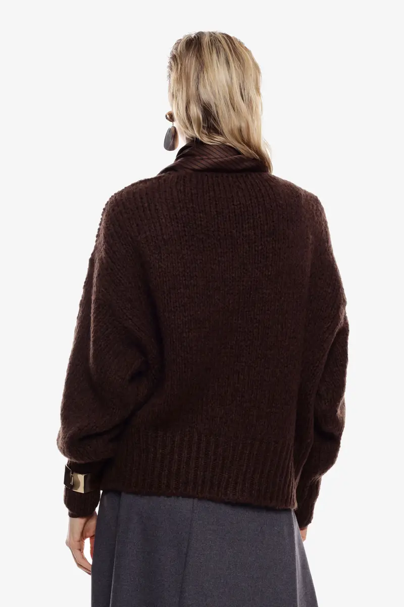 Maglione con scollo a v e maniche lunghe Moro miniatura 3