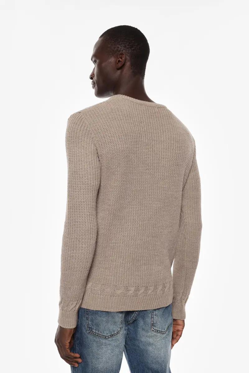 Maglione con scollo rotondo Beige miniatura 3