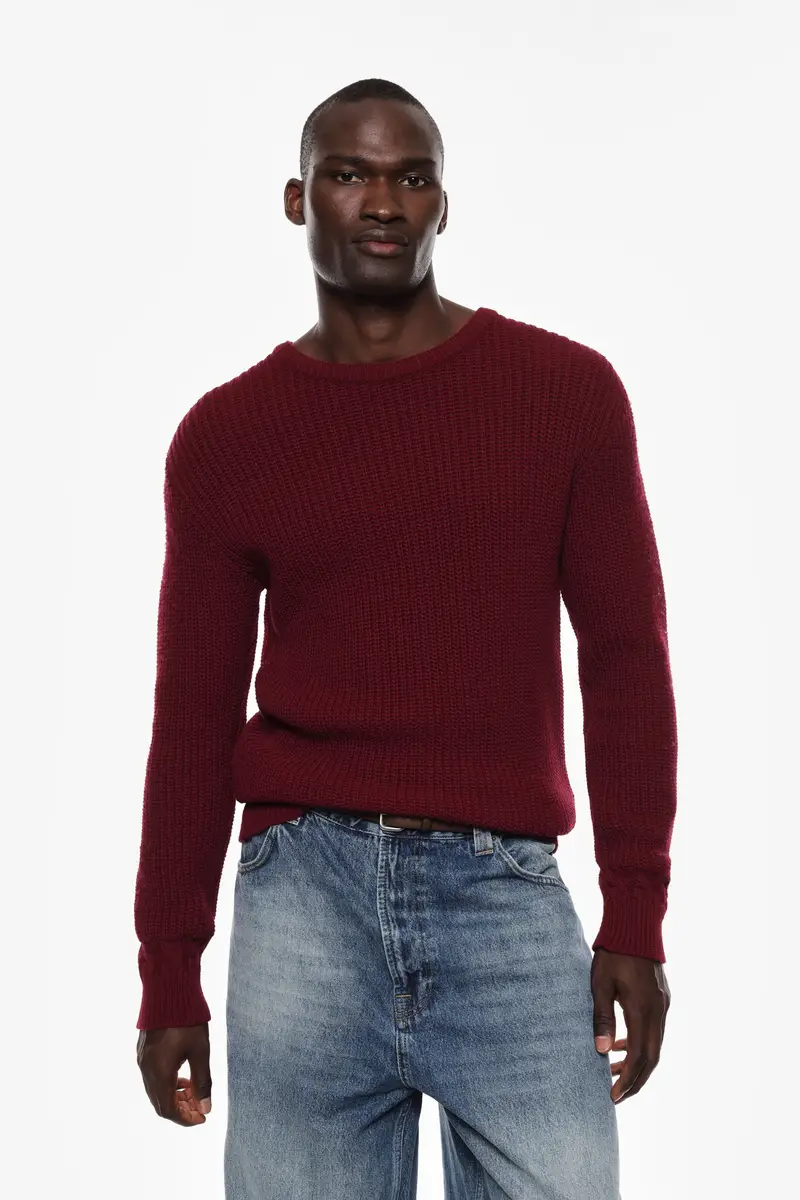 Maglione con scollo rotondo Bordeaux miniatura 2