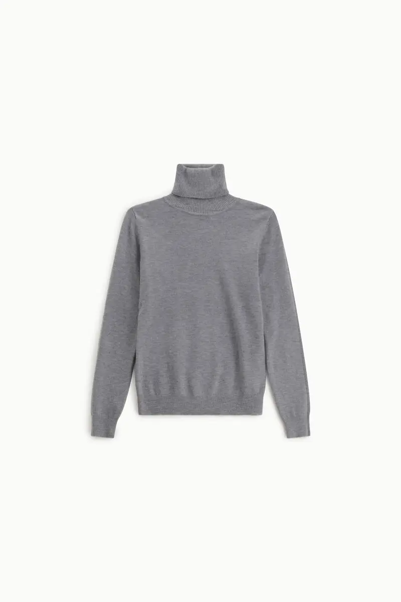 Maglione dolcevita aderente manica lunga Grigio