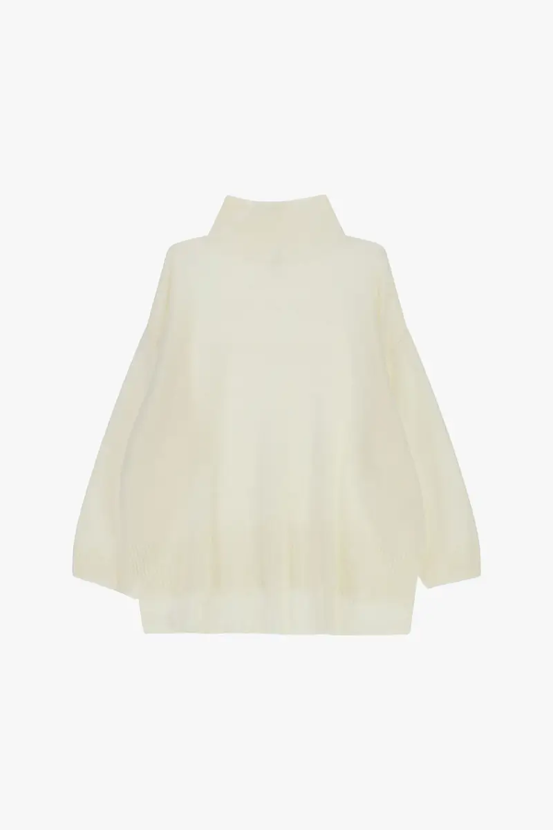 Maglione dolcevita ampio con bordi a coste Bianco