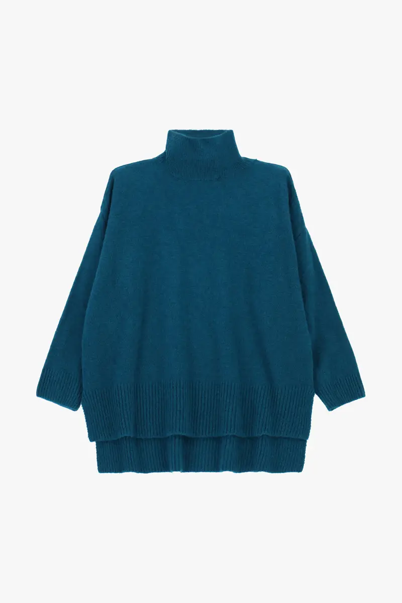 Maglione dolcevita ampio con bordi a coste Ottanio