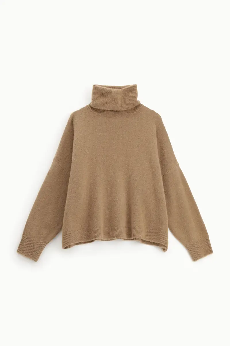 Maglione dolcevita ampio con maniche lunghe Camoscio