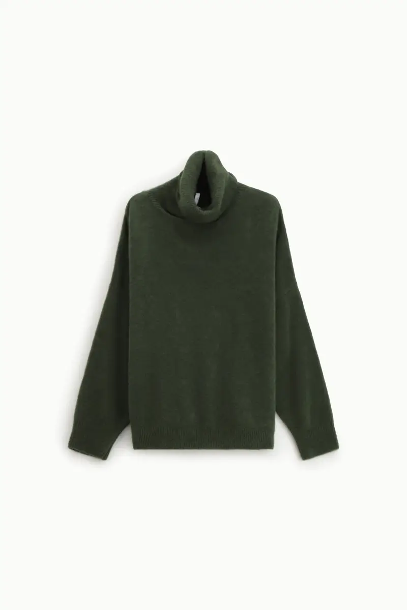 Maglione dolcevita ampio con maniche lunghe Militare