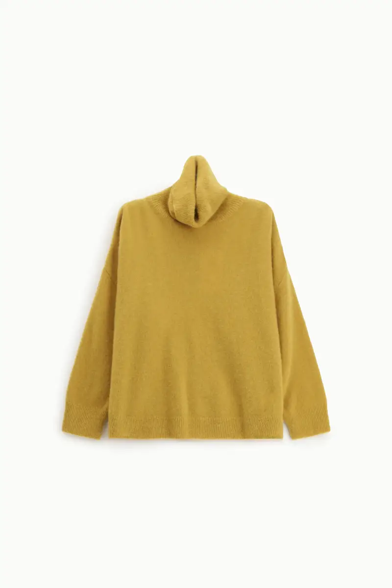 Maglione dolcevita ampio con maniche lunghe Ocra