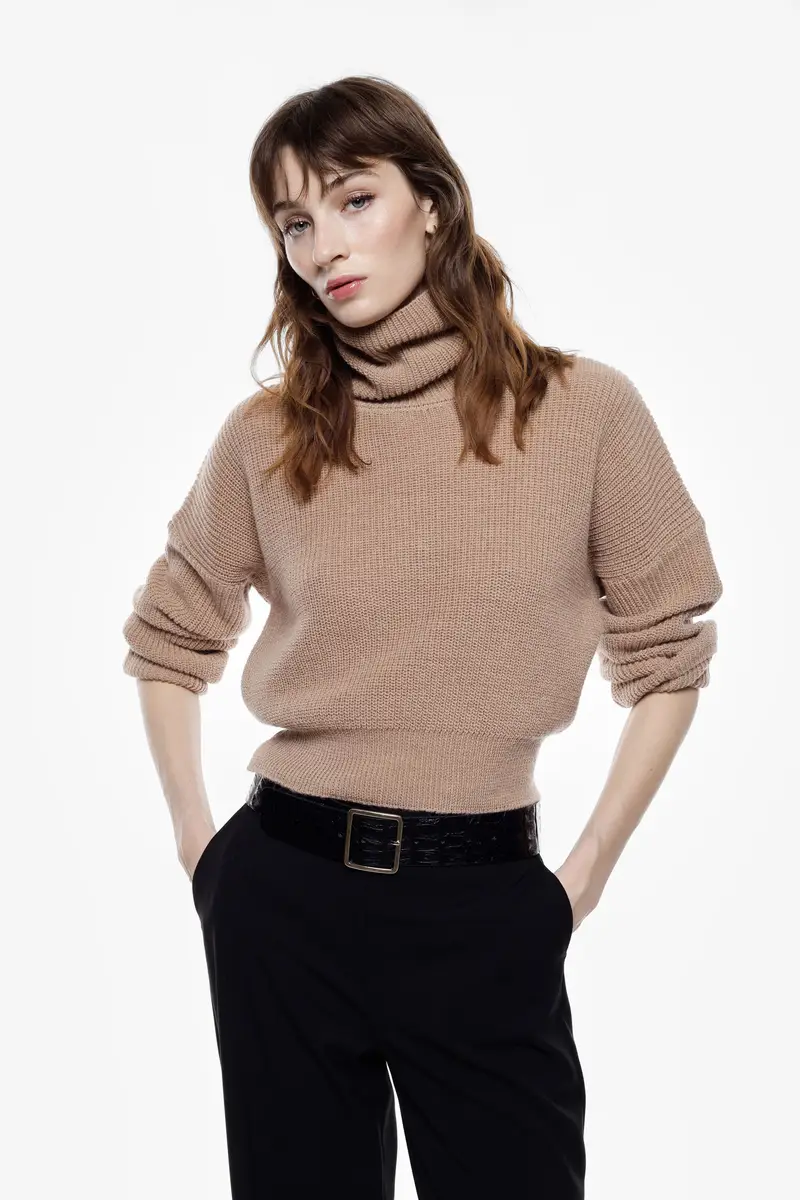 Maglione dolcevita cropped a maniche lunghe Corda miniatura 3