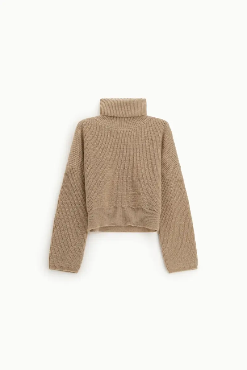 Maglione dolcevita cropped a maniche lunghe Corda