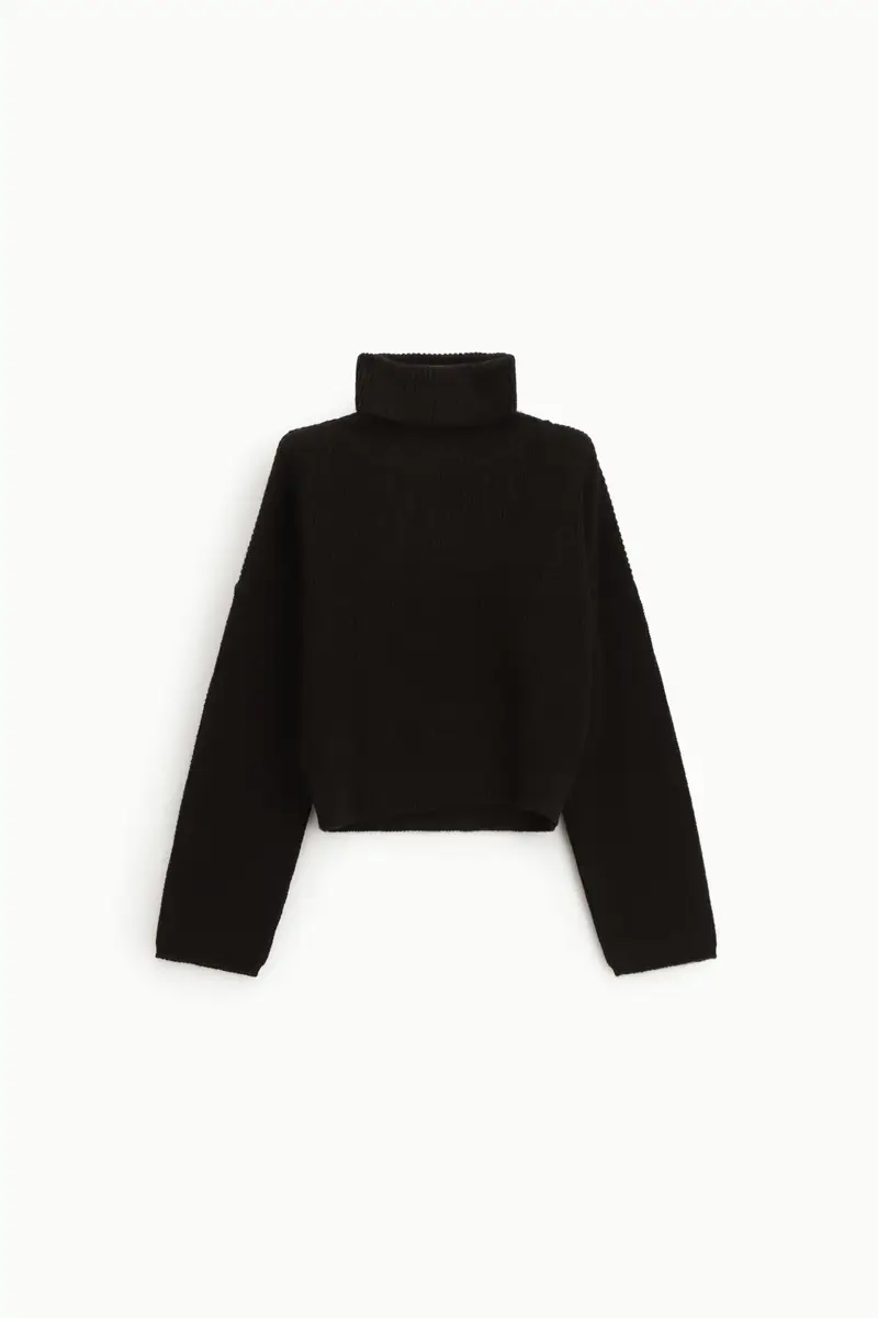 Maglione dolcevita cropped a maniche lunghe Moro