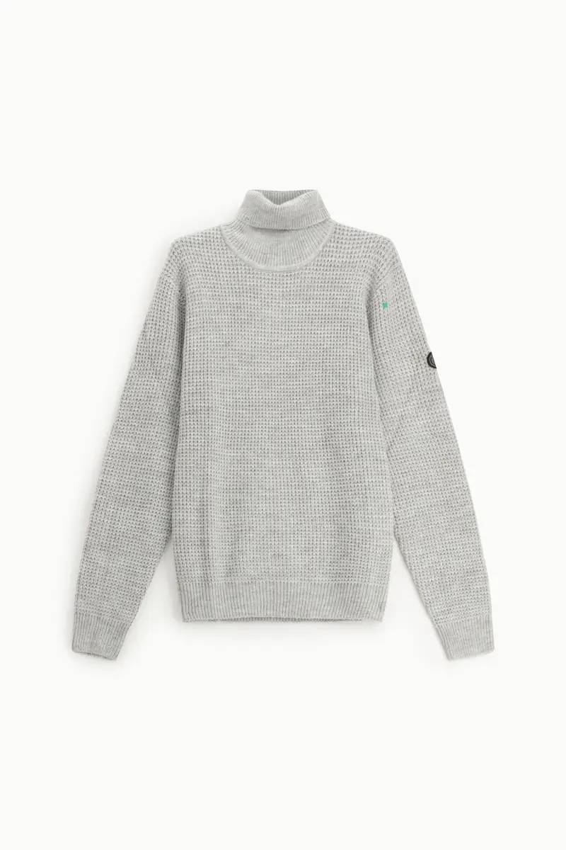 Maglione dolcevita lavorazione waffle manica lunga Panna