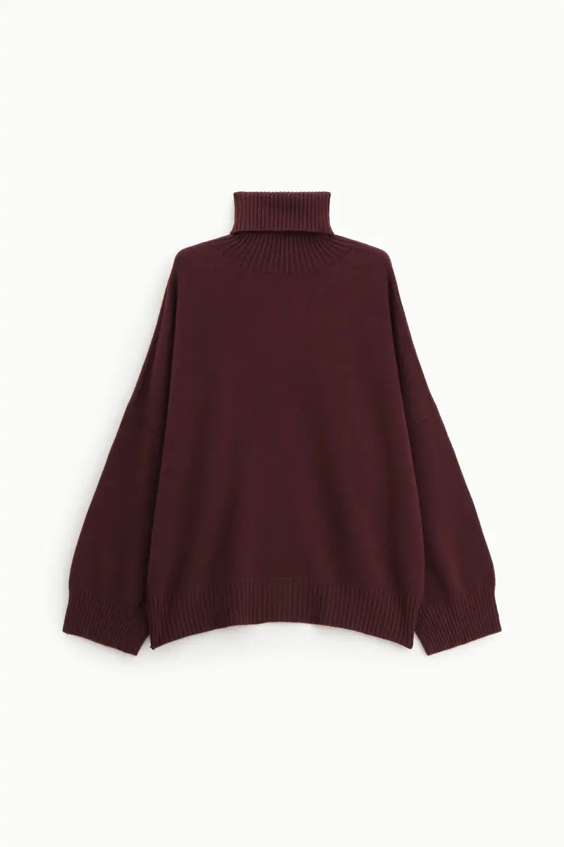 Maglione dolcevita oversize con maniche ampie Prugna