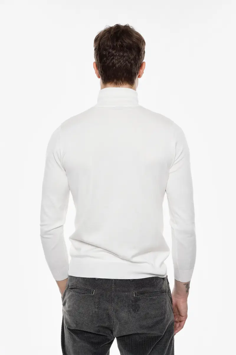 Maglione dolcevita tinta unita manica lunga Bianco miniatura 3