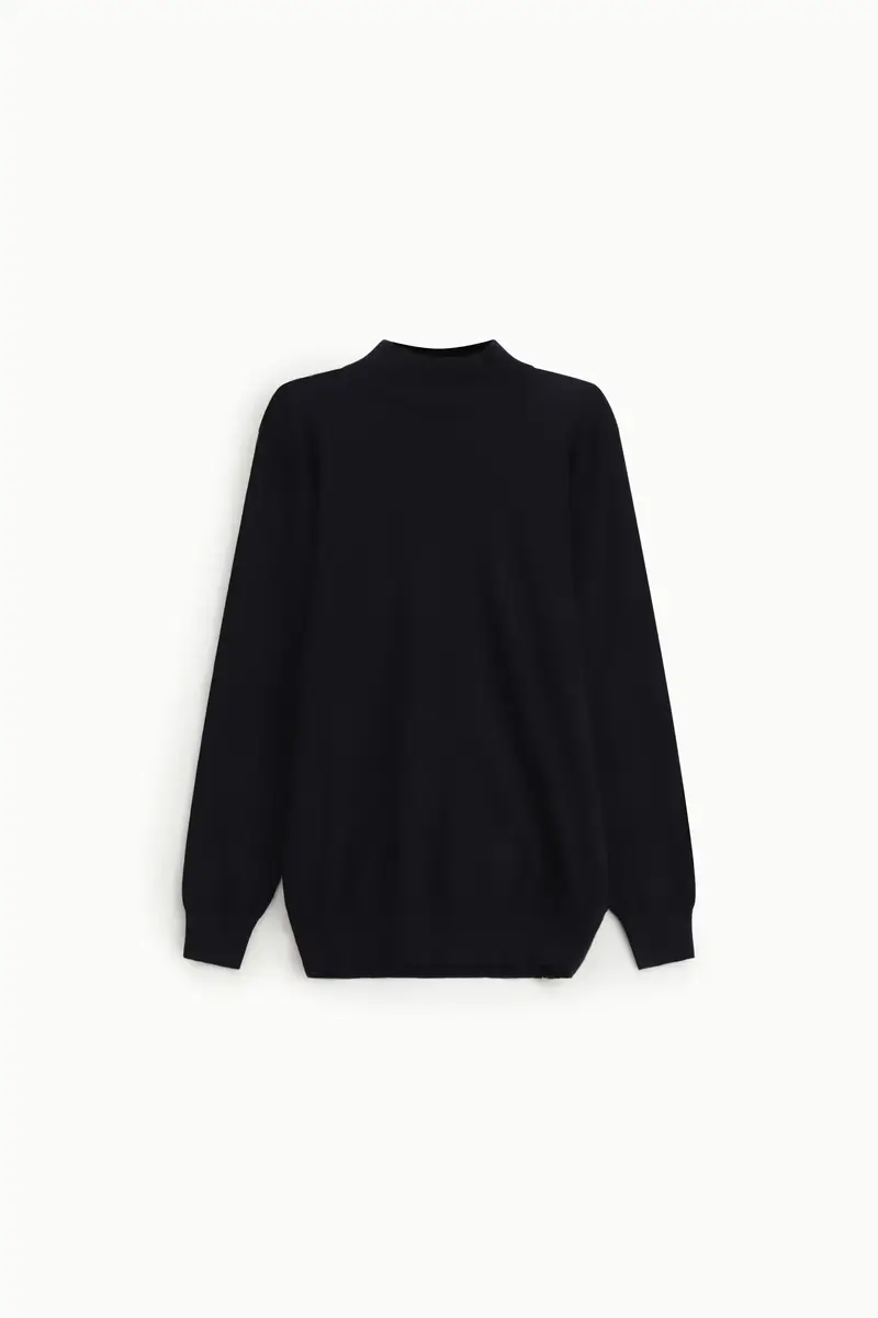 Maglione dolcevita tinta unita manica lunga Blu