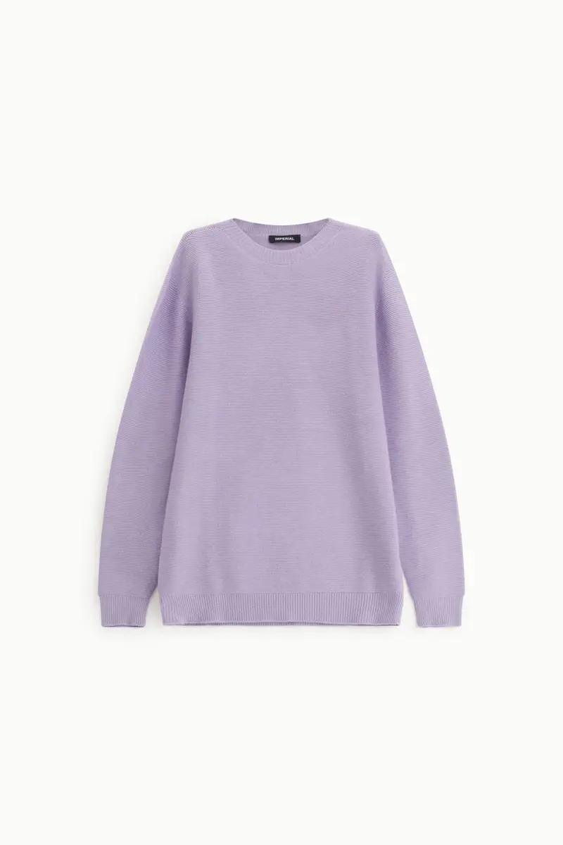 Maglione girocollo a coste lunghe maniche Lilla