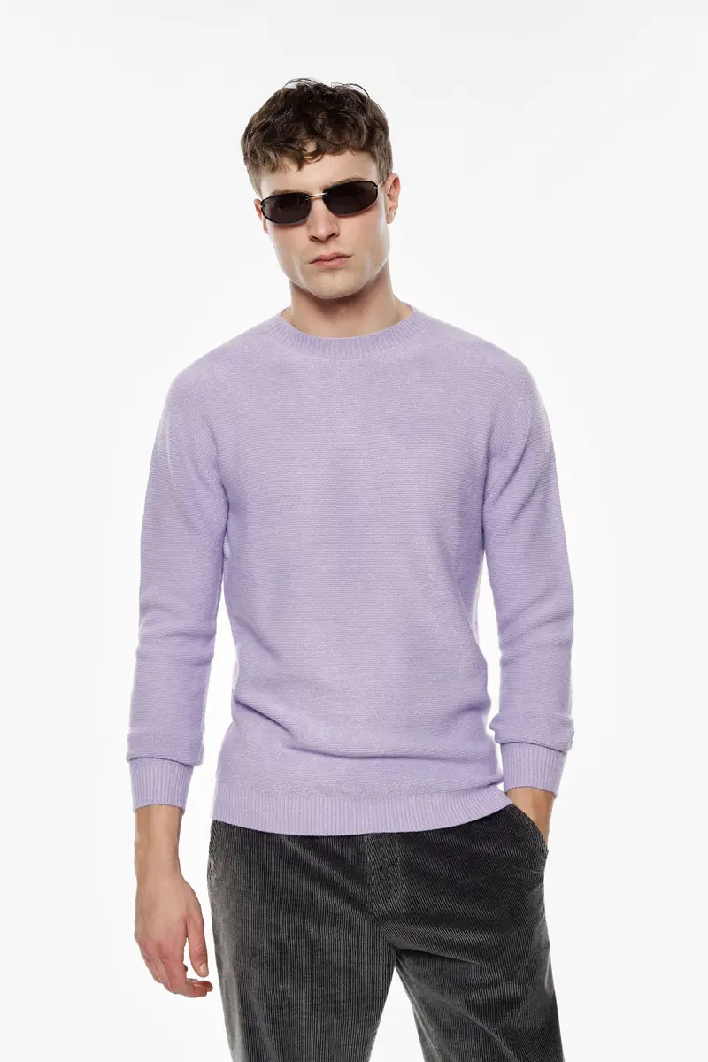 Maglione girocollo a coste lunghe maniche Lilla miniatura 2