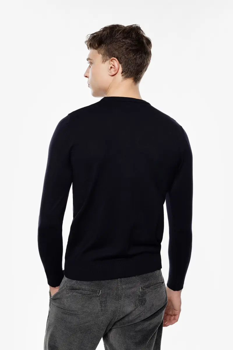 Maglione girocollo classico a maniche lunghe Blu miniatura 3