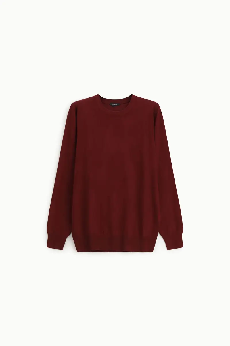 Maglione girocollo classico a maniche lunghe Bordeaux