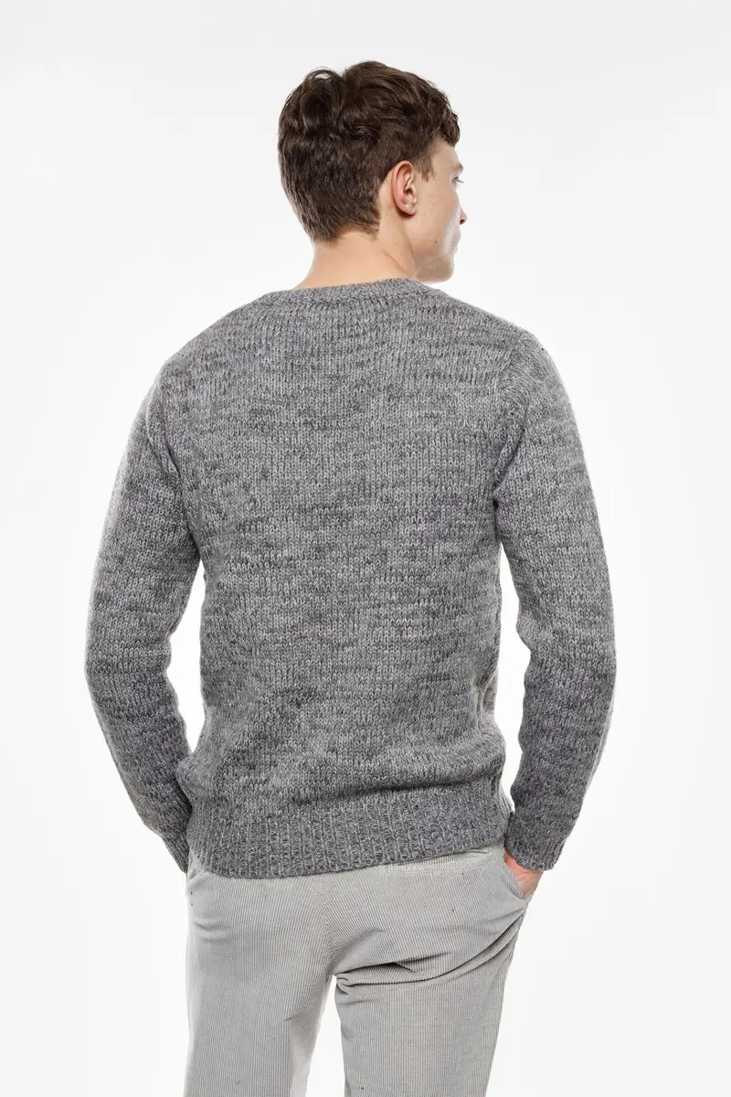 Maglione girocollo classico a maniche lunghe Grigio miniatura 3