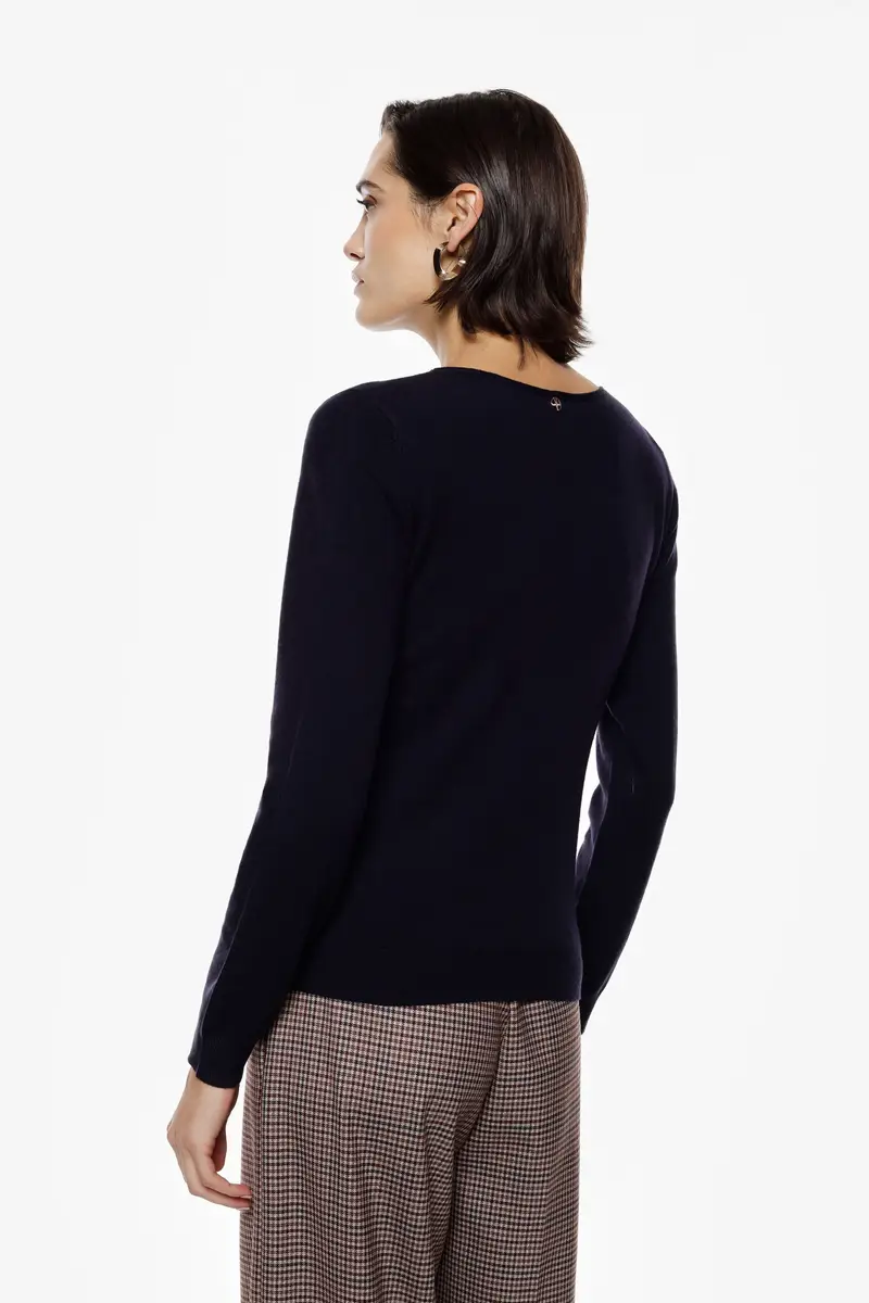 Maglione girocollo manica lunga vestibilità regolare Nero miniatura 3