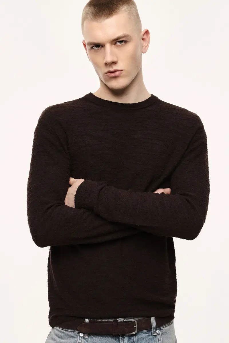 Maglione girocollo regular-fit tinta unita Moro miniatura 2