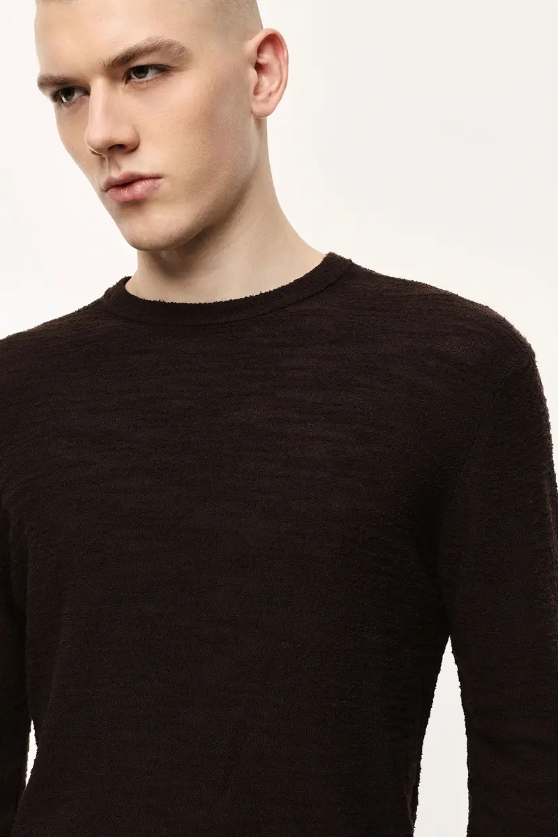 Maglione girocollo regular-fit tinta unita Moro miniatura 3