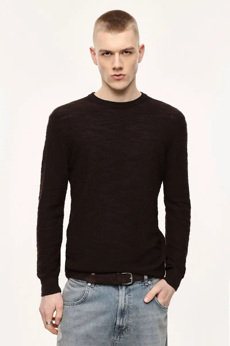 Maglione girocollo regular-fit tinta unita Moro miniatura 4