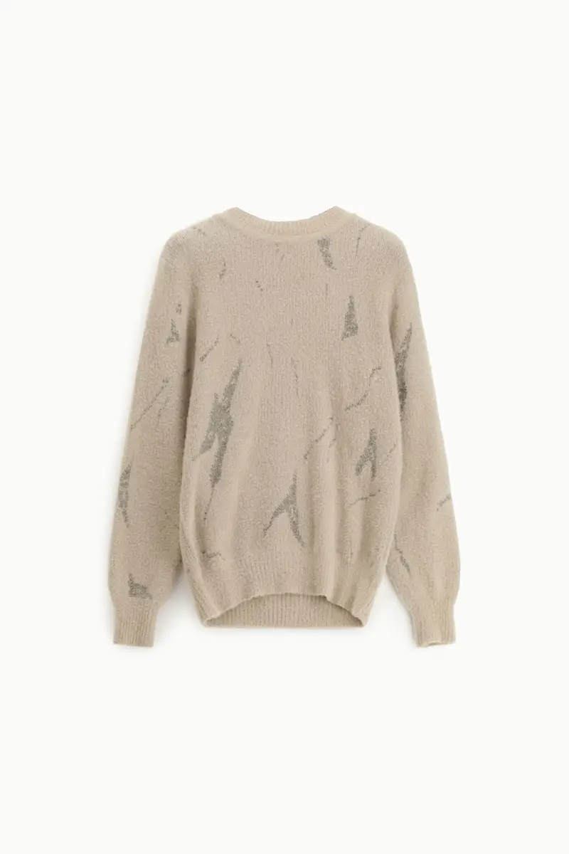 Maglione girocollo stampa astratta Beige