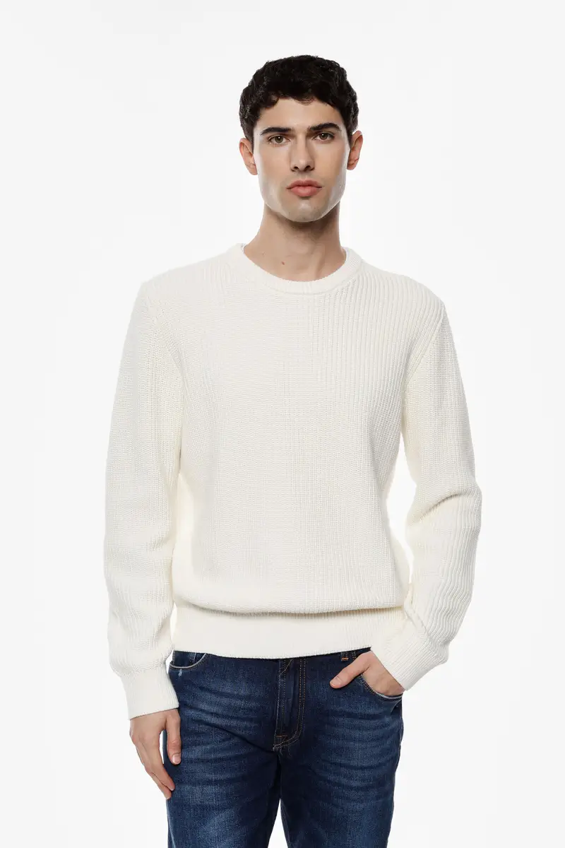 Maglione in stile minimal con maniche lunghe Ecru miniatura 4