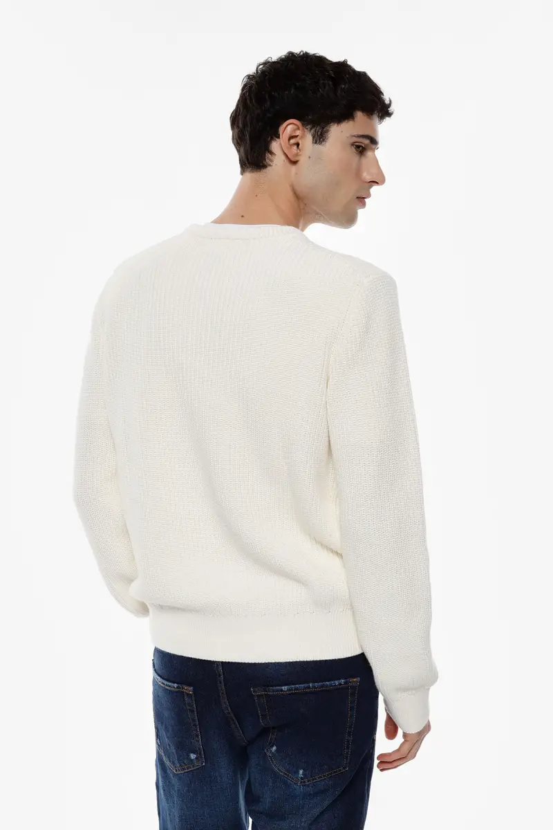 Maglione in stile minimal con maniche lunghe Ecru miniatura 3