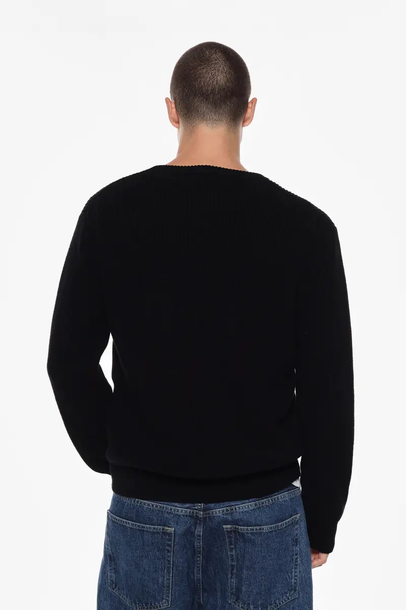 Maglione in stile minimal con maniche lunghe Nero miniatura 2