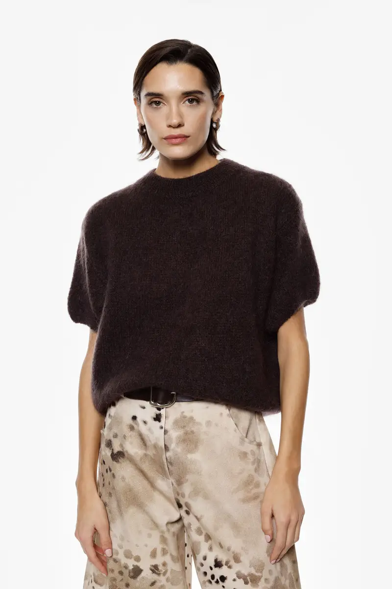 Maglione maniche corte tinta unita Moro miniatura 2