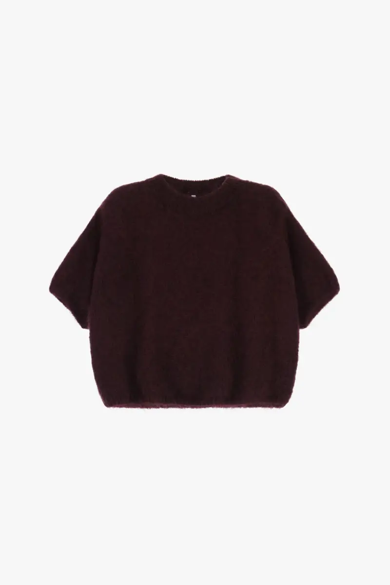 Maglione maniche corte tinta unita Prugna