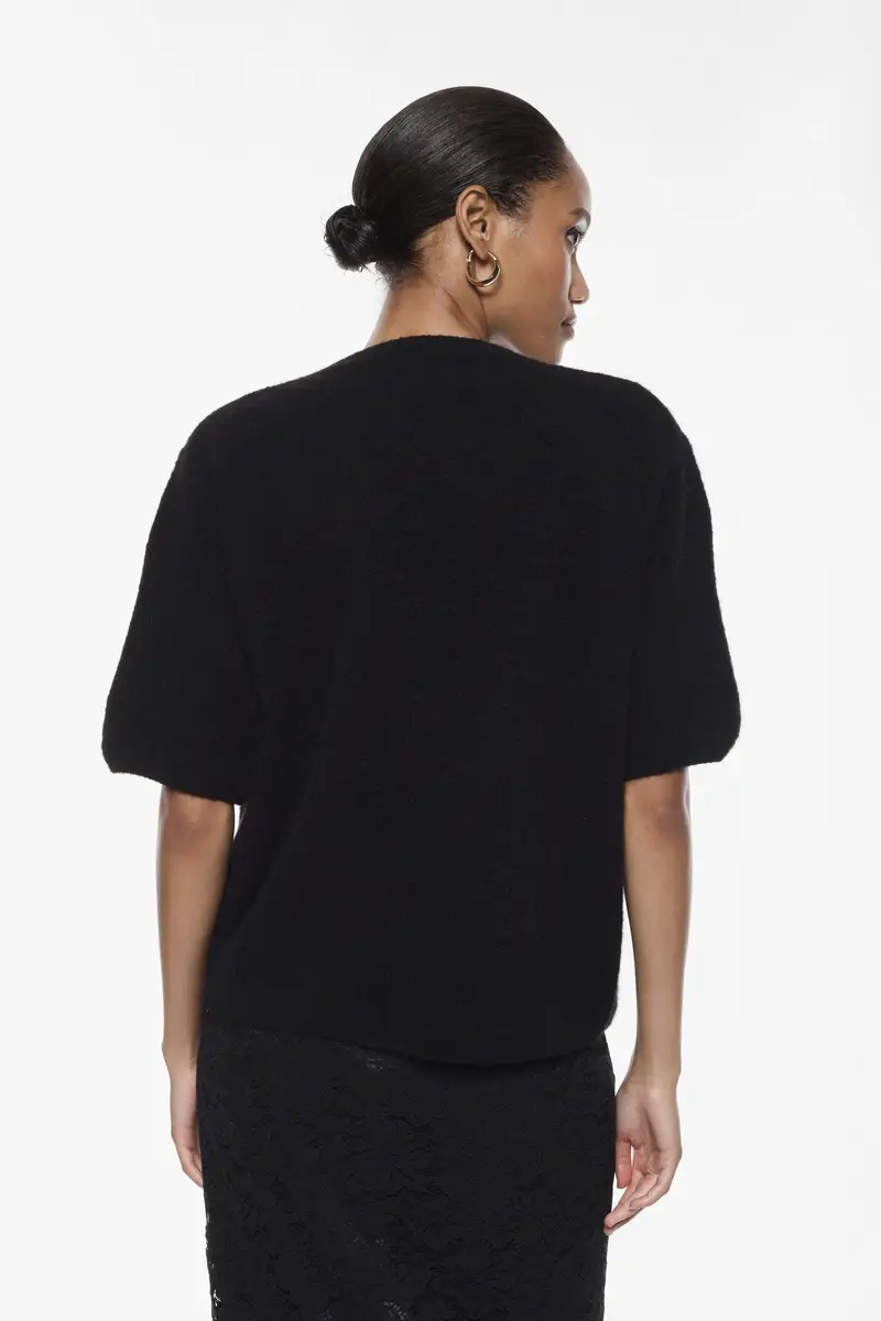 Maglione pullover a maniche al gomito Nero miniatura 4