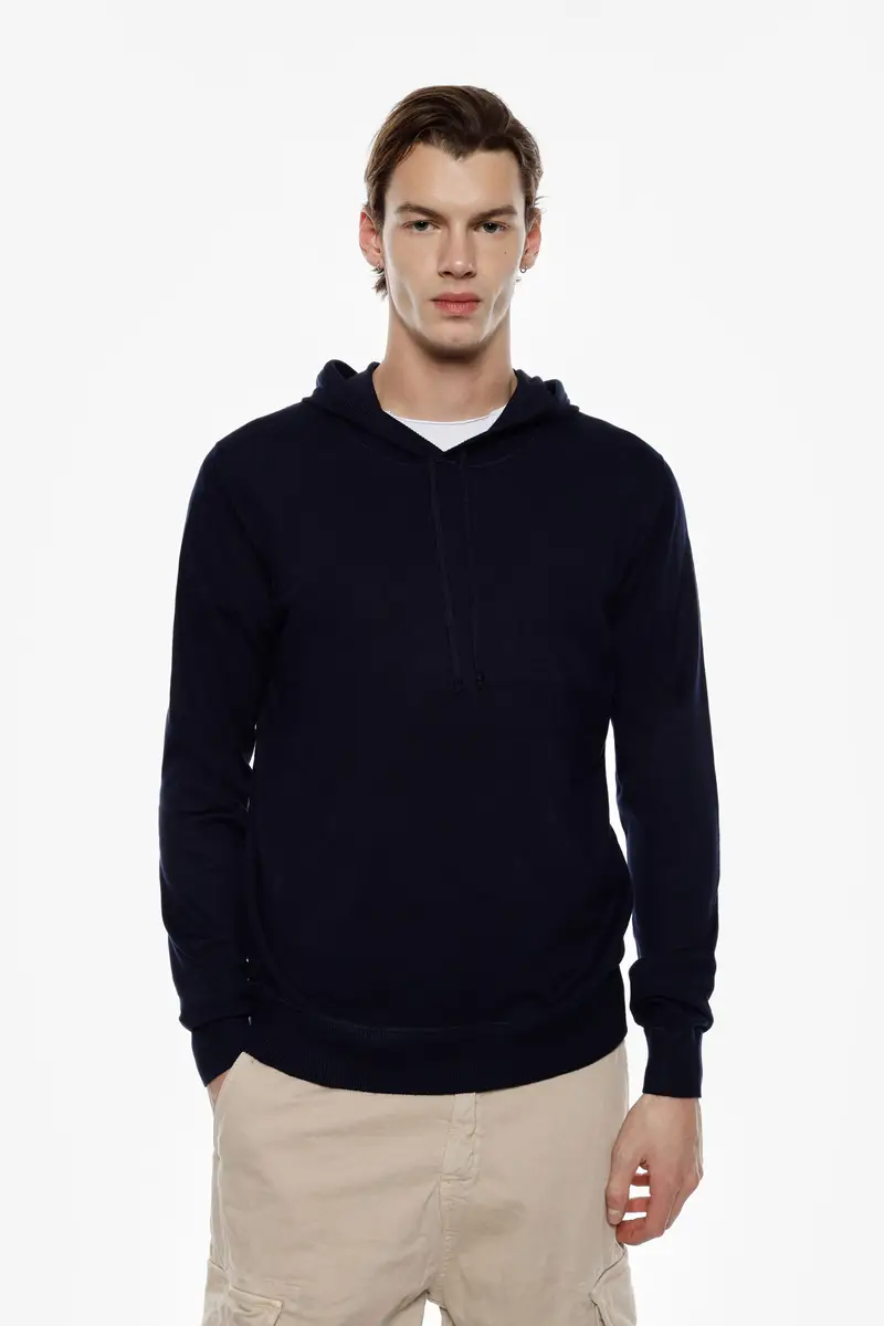 Maglione pullover con cappuccio e coulisse Blu miniatura 2