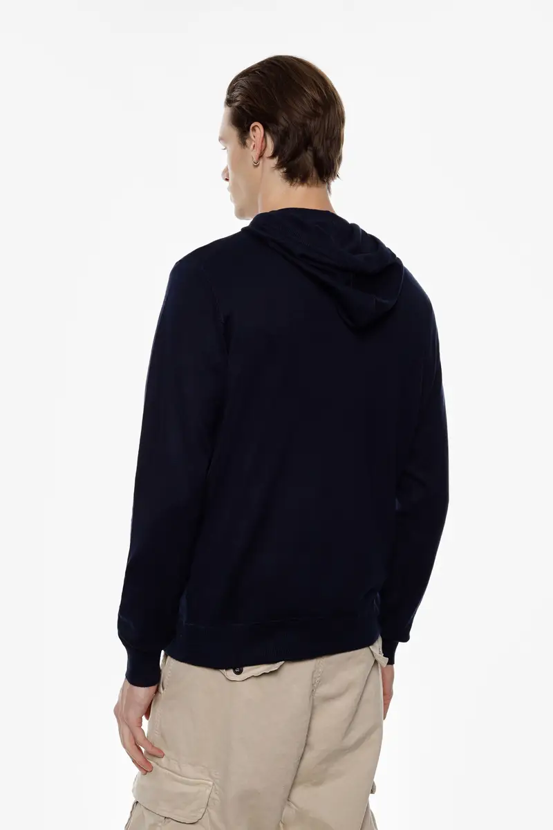 Maglione pullover con cappuccio e coulisse Blu miniatura 3