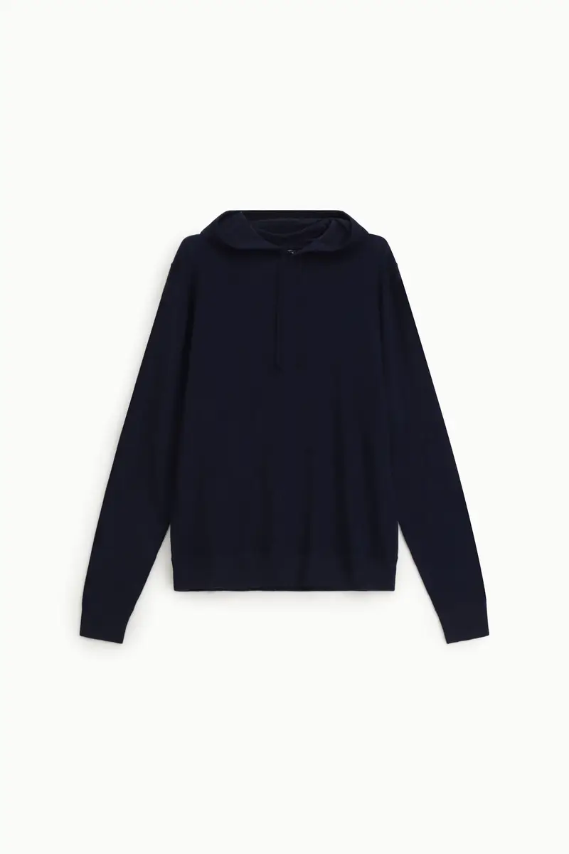 Maglione pullover con cappuccio e coulisse Blu