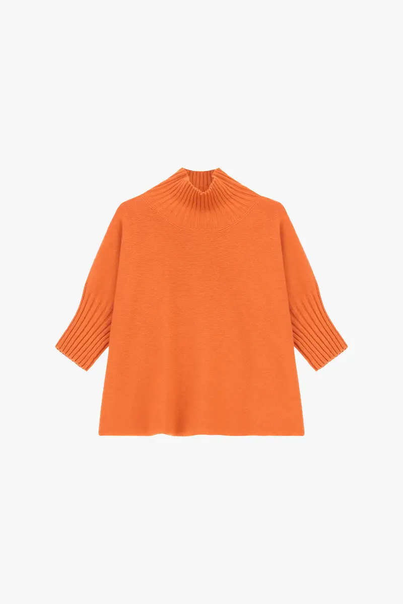 Maglione turtleneck maniche a mezzo braccio Arancio