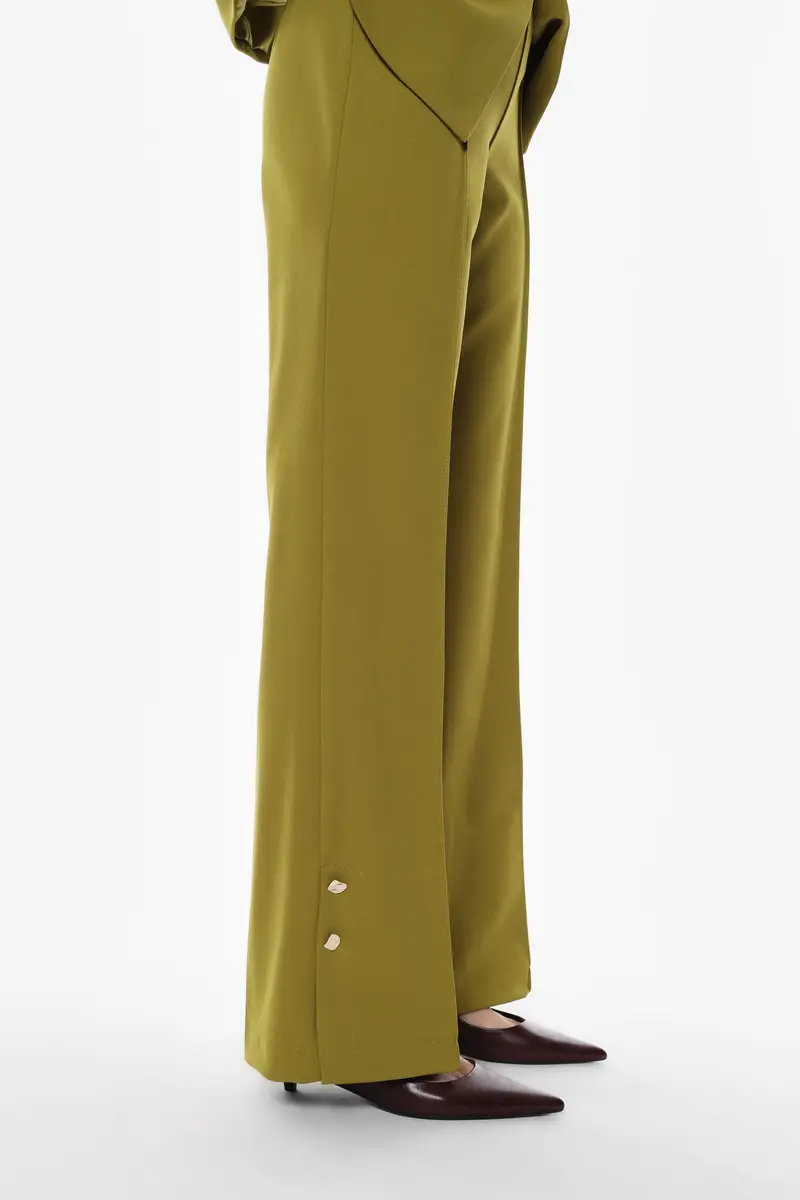 Pantaloni a gamba larga con bottoni Olio miniatura 4