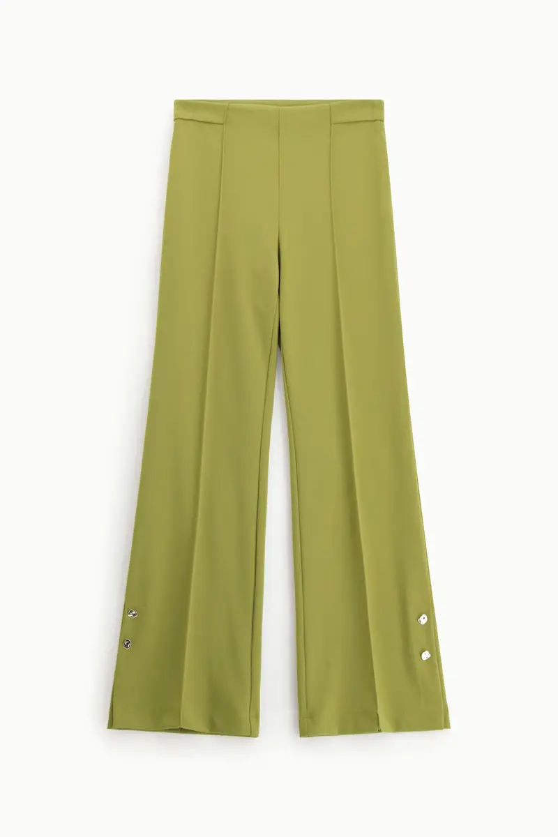 Pantaloni a gamba larga con bottoni Olio