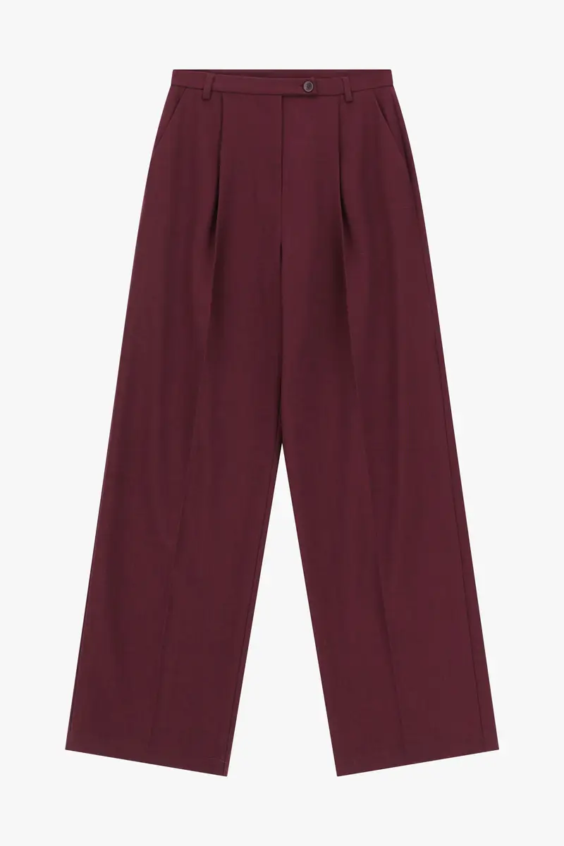 Pantaloni a gamba larga con pinces Bordeaux