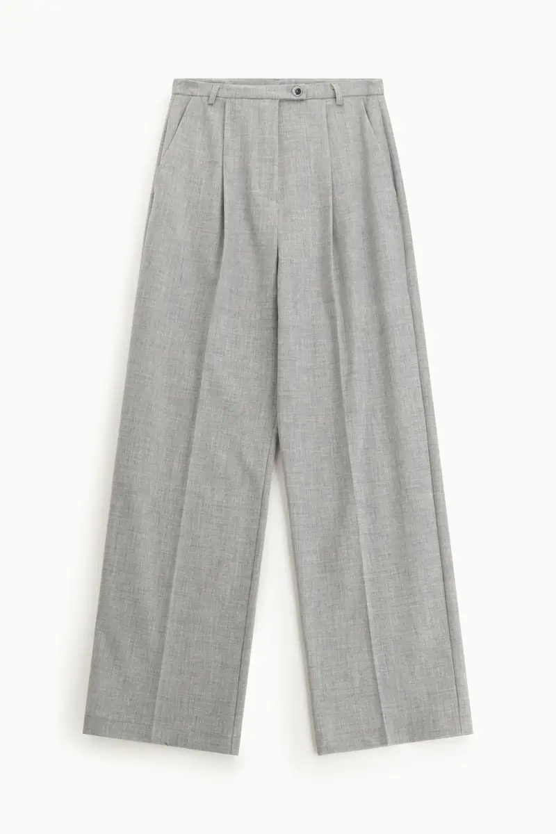 Pantaloni a gamba larga con pinces Grigio melange