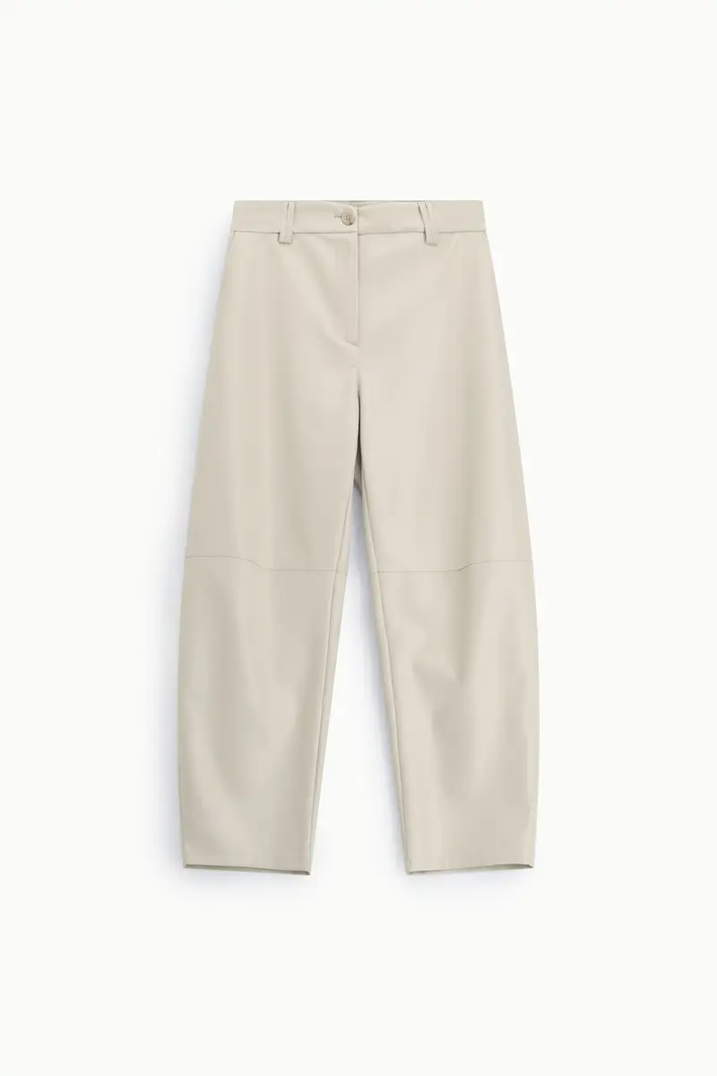 Pantaloni a vita alta in ecopelle con gamba dritta Calce