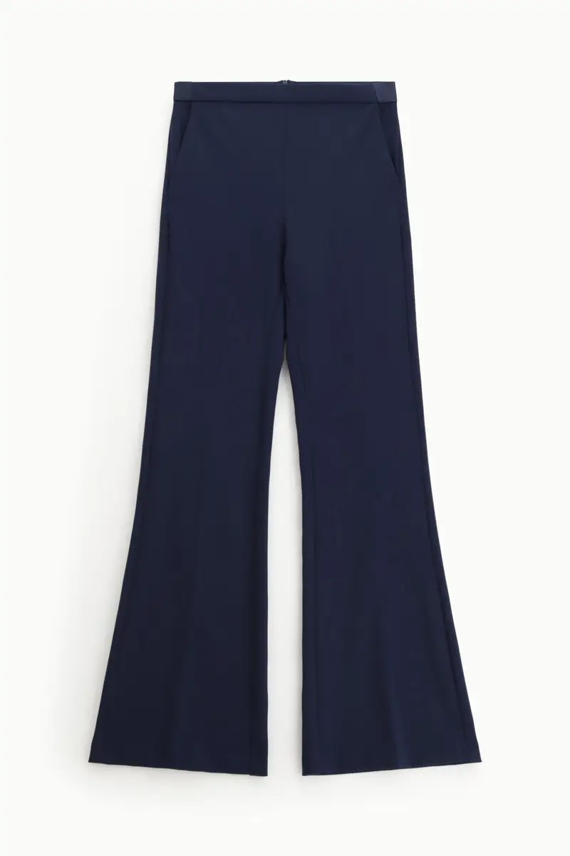 Pantaloni a zampa vita media Blu