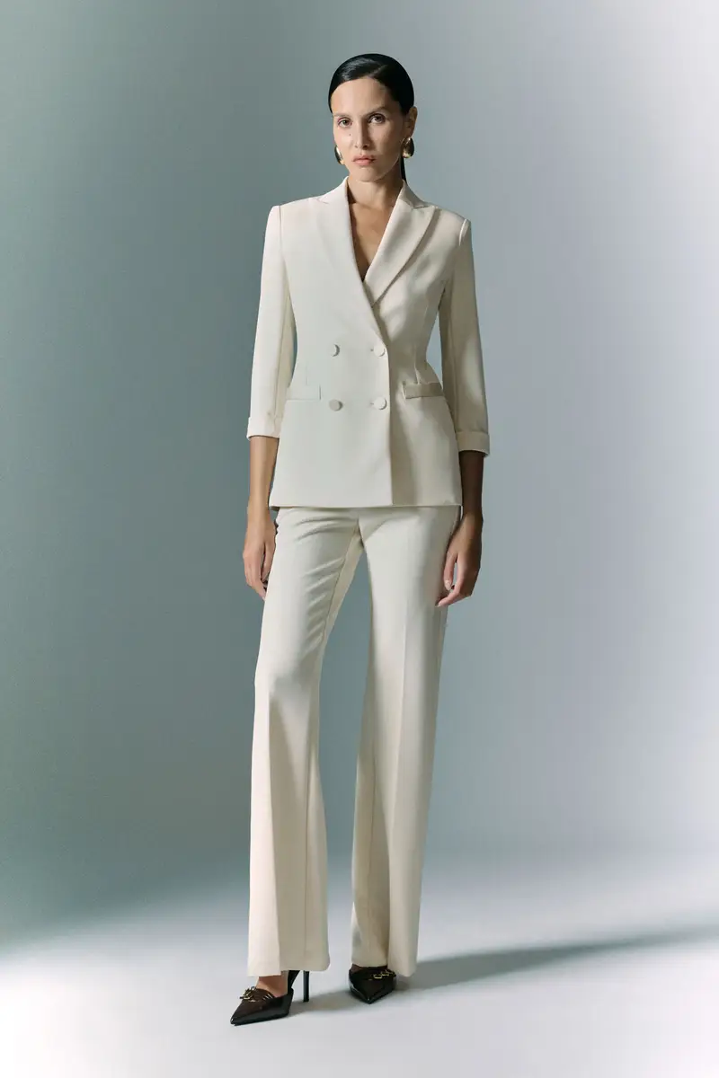 Pantaloni a zampa vita media Gesso miniatura 2