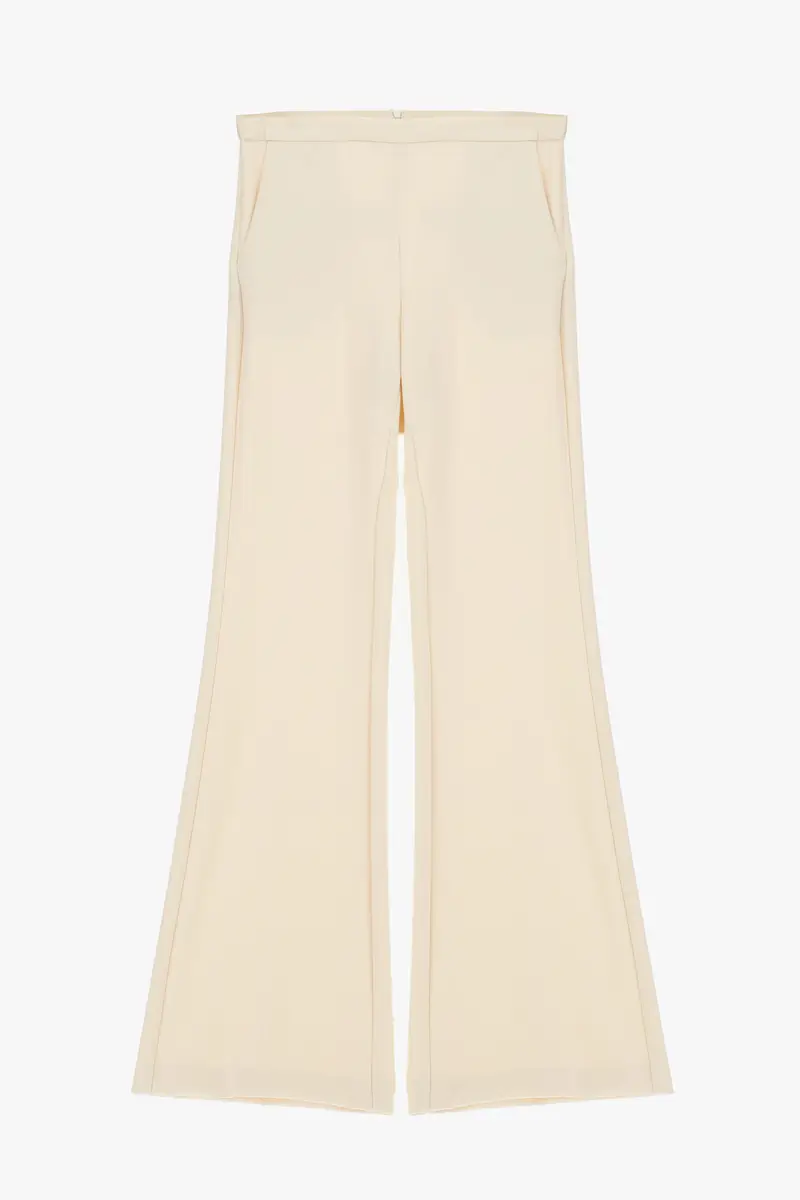 Pantaloni a zampa vita media Gesso