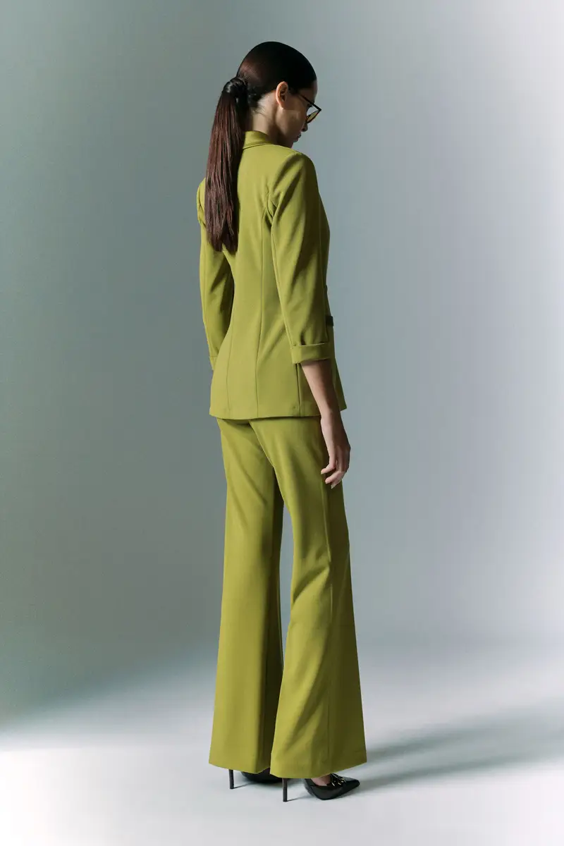 Pantaloni a zampa vita media Olio miniatura 3